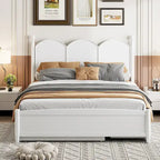 Lit plateforme Queen Size avec 2 tiroirs, cadre de lit multifonctionnel avec lit gigogne double XL