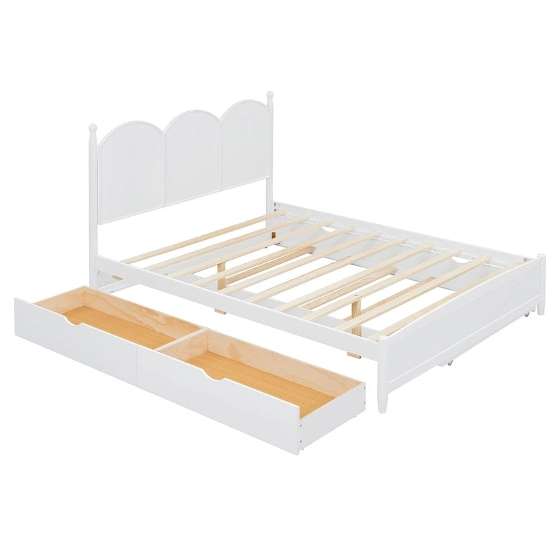 Lit plateforme Queen Size avec 2 tiroirs, cadre de lit multifonctionnel avec lit gigogne double XL
