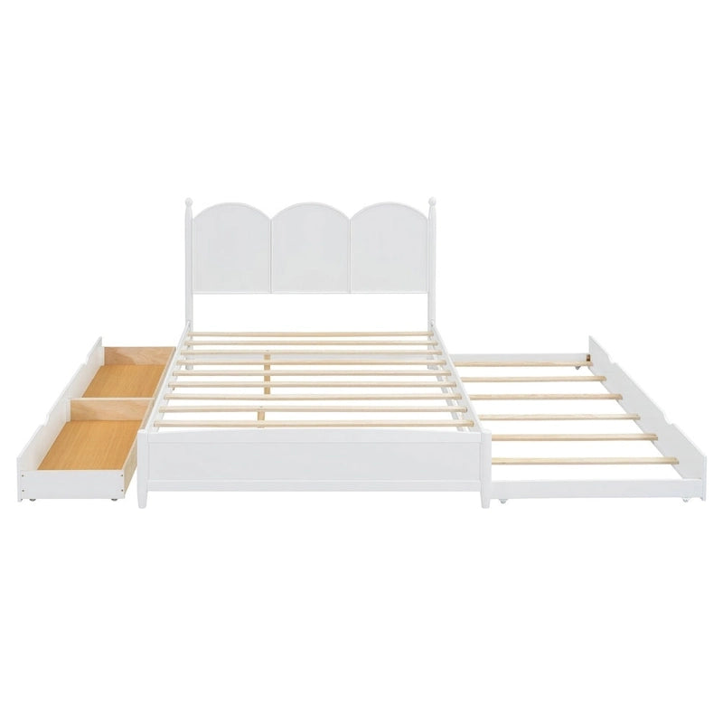 Lit plateforme Queen Size avec 2 tiroirs, cadre de lit multifonctionnel avec lit gigogne double XL