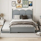 Lit plateforme Queen Size avec 2 tiroirs, cadre de lit multifonctionnel avec lit gigogne double XL