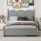 Lit plateforme Queen Size avec 2 tiroirs, cadre de lit multifonctionnel avec lit gigogne double XL