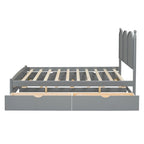 Lit plateforme Queen Size avec 2 tiroirs, cadre de lit multifonctionnel avec lit gigogne double XL