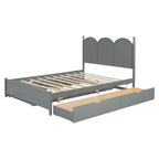 Lit plateforme Queen Size avec 2 tiroirs, cadre de lit multifonctionnel avec lit gigogne double XL