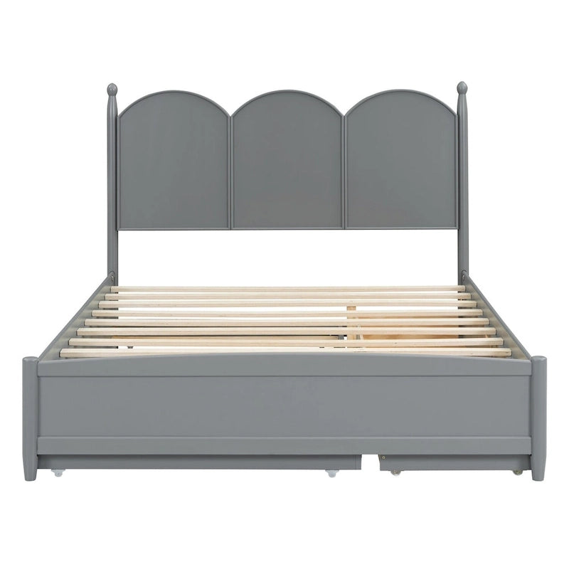 Lit plateforme Queen Size avec 2 tiroirs, cadre de lit multifonctionnel avec lit gigogne double XL
