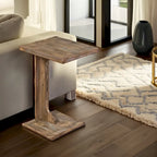 Dazy Sofa Side C Table, 15x12.5 Rustic Light Brown Mahogany Wood