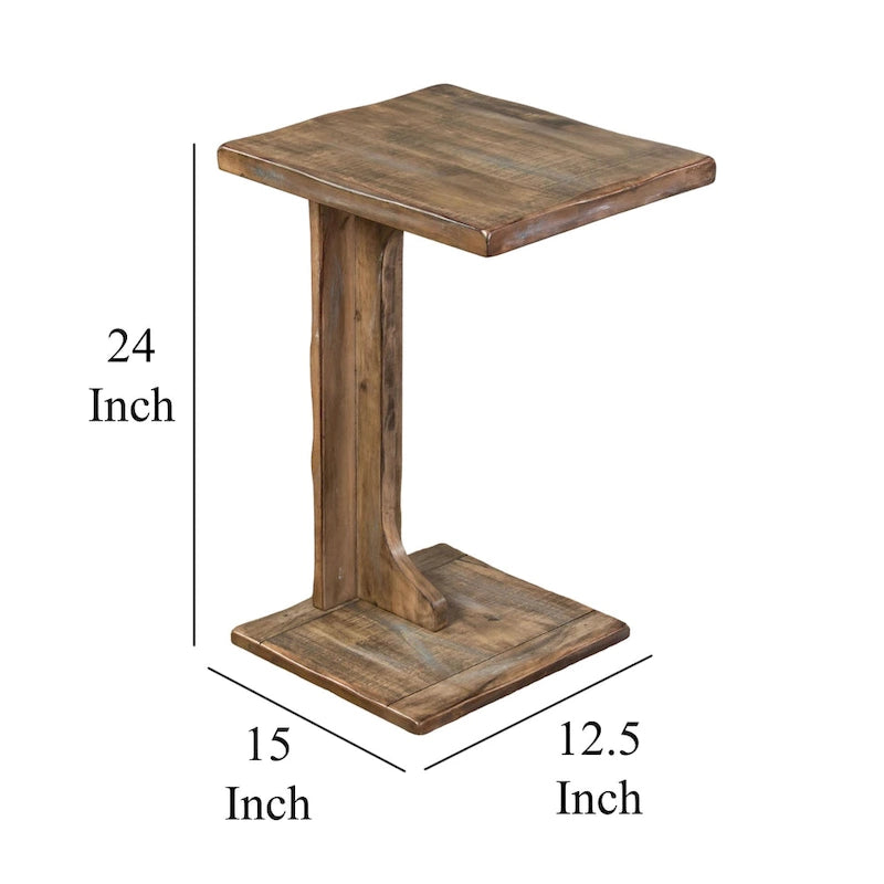 Table d'appoint de canapé Dazy, bois d'acajou rustique marron clair 15x12.5