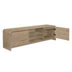 Meuble TV Maria, 2 tiroirs et étagères, bois beige 180 cm