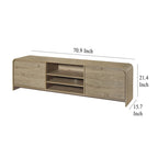 Meuble TV Maria, 2 tiroirs et étagères, bois beige 180 cm