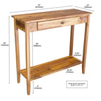Console en bois d'acacia massif à 1 tiroir avec étagère inférieure