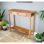 Console en bois d'acacia massif à 1 tiroir avec étagère inférieure