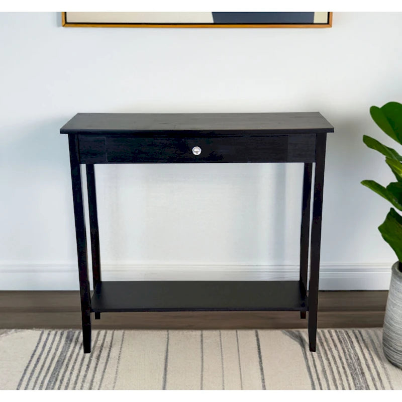 Console en bois d'acacia massif à 1 tiroir avec étagère inférieure