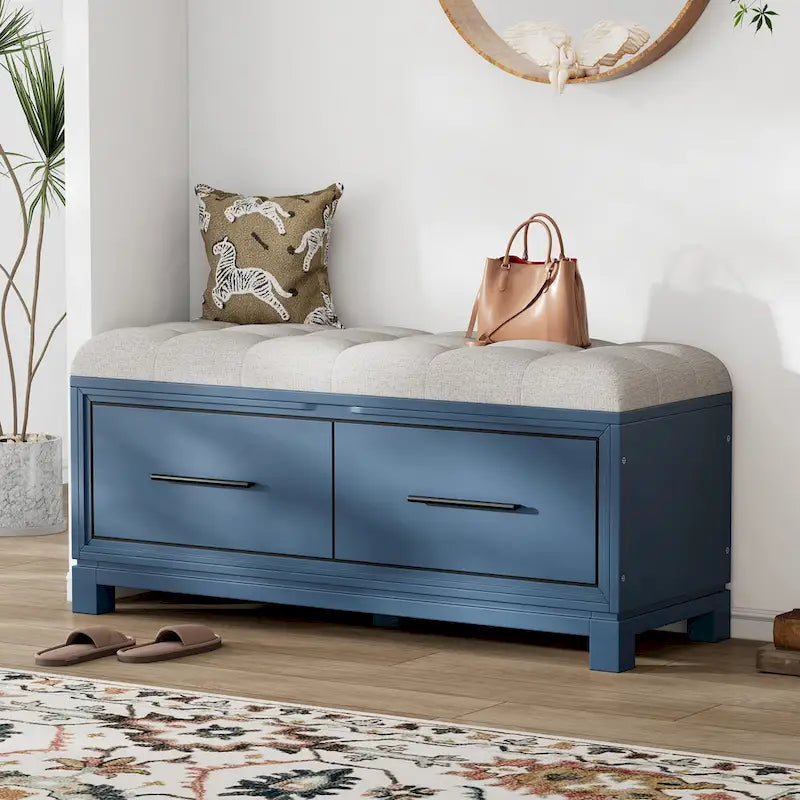 Shoe Bench with Removable Cushion & Hidden Storage
