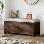 Banc à chaussures avec coussin amovible et rangement dissimulé