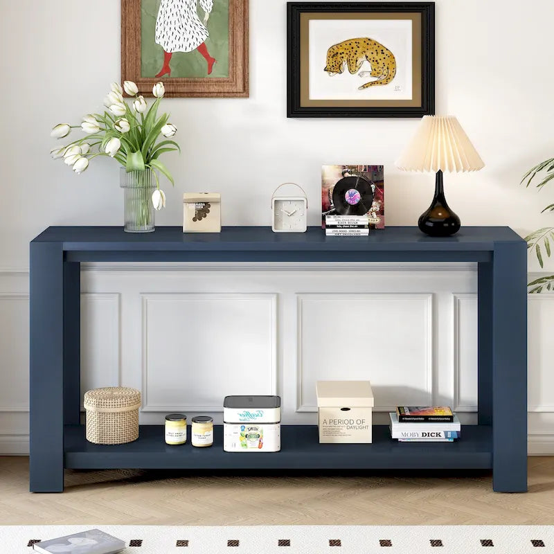 Console étroite et longue avec étagère inférieure