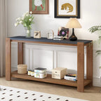 Console étroite et longue avec étagère inférieure