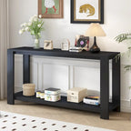 Console étroite et longue avec étagère inférieure
