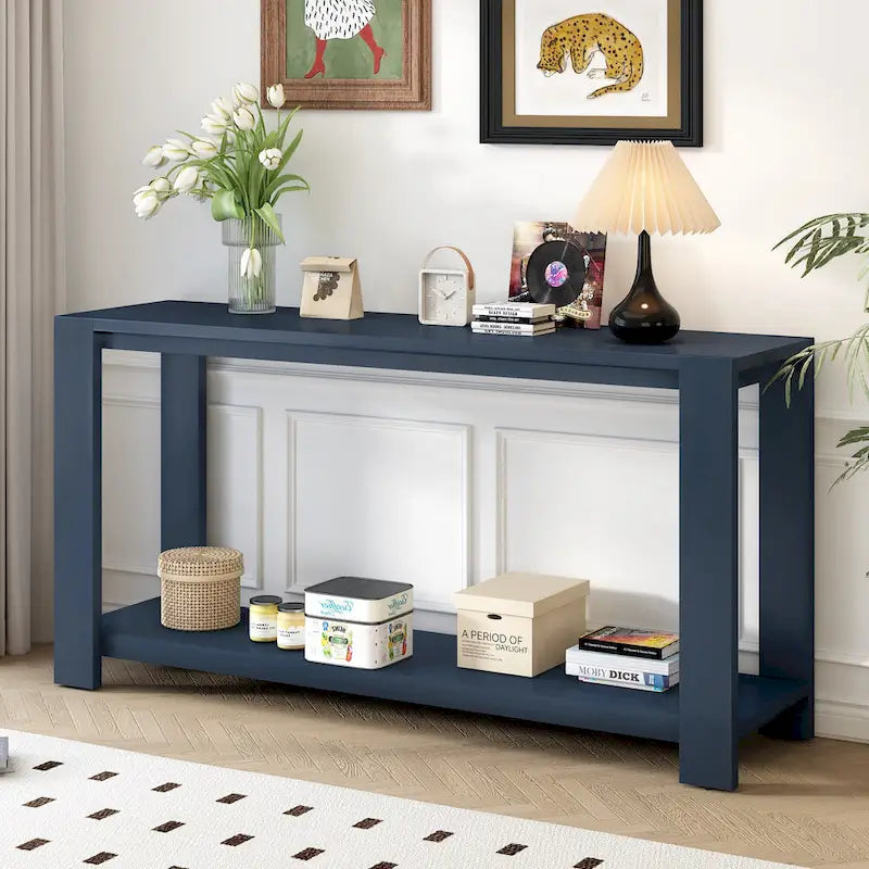 Console étroite et longue avec étagère inférieure