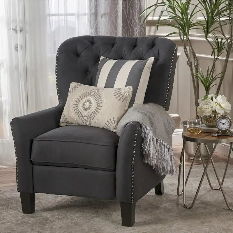 Fauteuil inclinable en tissu touffeté Cerelia par