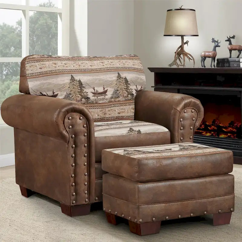 Model 8501-00-60 Alpine Lodge Arm Chair with Matching Ottoman