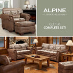 Fauteuil cabane de montagne modèle 8501-00-60 avec repose-pieds assorti