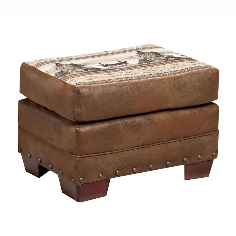 Fauteuil cabane de montagne modèle 8501-00-60 avec repose-pieds assorti