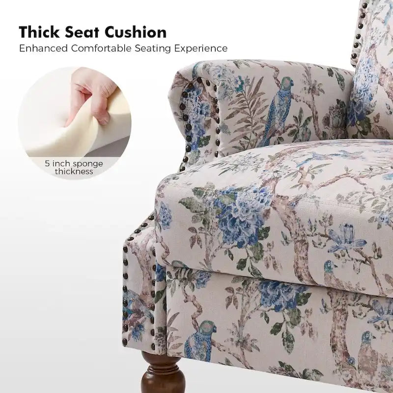 Fauteuil inclinable manuel Terri Classic Cutaway Arms with Nailheads pour salon, ensemble de 2, par