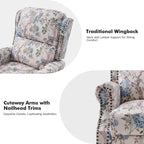 Fauteuil inclinable manuel Terri Classic Cutaway Arms with Nailheads pour salon, ensemble de 2, par