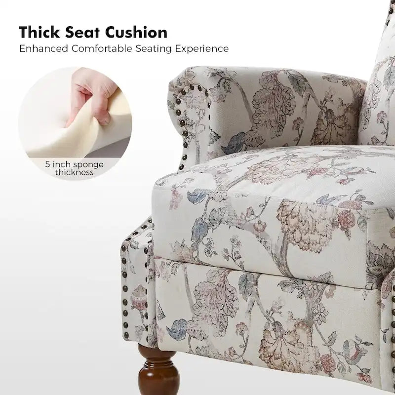 Fauteuil inclinable manuel Terri Classic Cutaway Arms with Nailheads pour salon, ensemble de 2, par