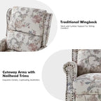 Fauteuil inclinable manuel Terri Classic Cutaway Arms with Nailheads pour salon, ensemble de 2, par