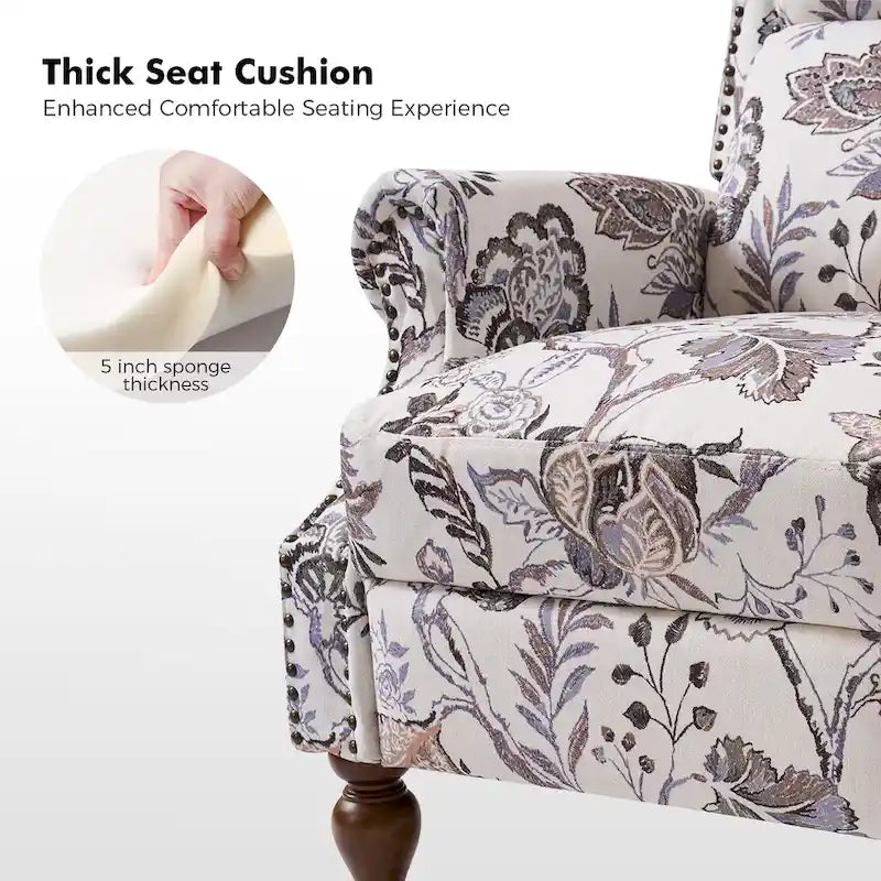 Fauteuil inclinable manuel Terri Classic Cutaway Arms with Nailheads pour salon, ensemble de 2, par