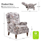 Fauteuil inclinable manuel Terri Classic Cutaway Arms with Nailheads pour salon, ensemble de 2, par