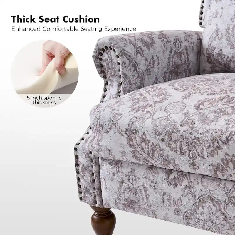 Fauteuil inclinable manuel Terri Classic Cutaway Arms with Nailheads pour salon, ensemble de 2, par