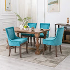 Lot de 2 chaises de salle à manger Grondin de style campagnard français vintage avec revêtement en lin et détails cloutés