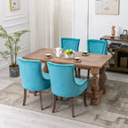 Lot de 2 chaises de salle à manger Grondin de style campagnard français vintage avec revêtement en lin et détails cloutés