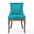 Lot de 2 chaises de salle à manger Grondin de style campagnard français vintage avec revêtement en lin et détails cloutés