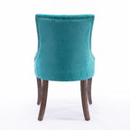 Lot de 2 chaises de salle à manger Grondin de style campagnard français vintage avec revêtement en lin et détails cloutés