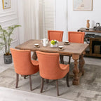 Lot de 2 chaises de salle à manger Grondin de style campagnard français vintage avec revêtement en lin et détails cloutés