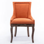Lot de 2 chaises de salle à manger Grondin de style campagnard français vintage avec revêtement en lin et détails cloutés