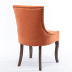 Lot de 2 chaises de salle à manger Grondin de style campagnard français vintage avec revêtement en lin et détails cloutés