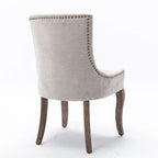 Lot de 2 chaises de salle à manger Grondin de style campagnard français vintage avec revêtement en lin et détails cloutés