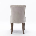 Lot de 2 chaises de salle à manger Grondin de style campagnard français vintage avec revêtement en lin et détails cloutés
