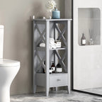 Étagère de rangement de salle de bain en bois manufacturé Loverin avec tiroir par