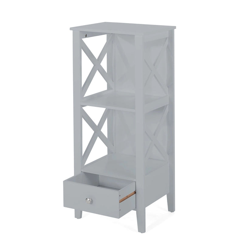 Étagère de rangement de salle de bain en bois manufacturé Loverin avec tiroir par
