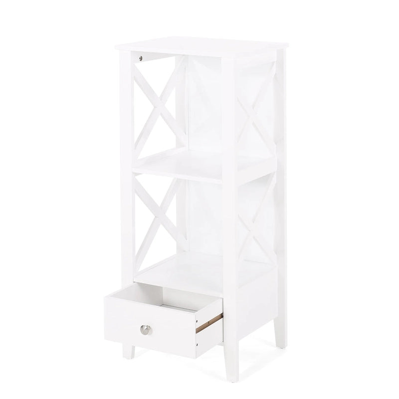 Étagère de rangement de salle de bain en bois manufacturé Loverin avec tiroir par