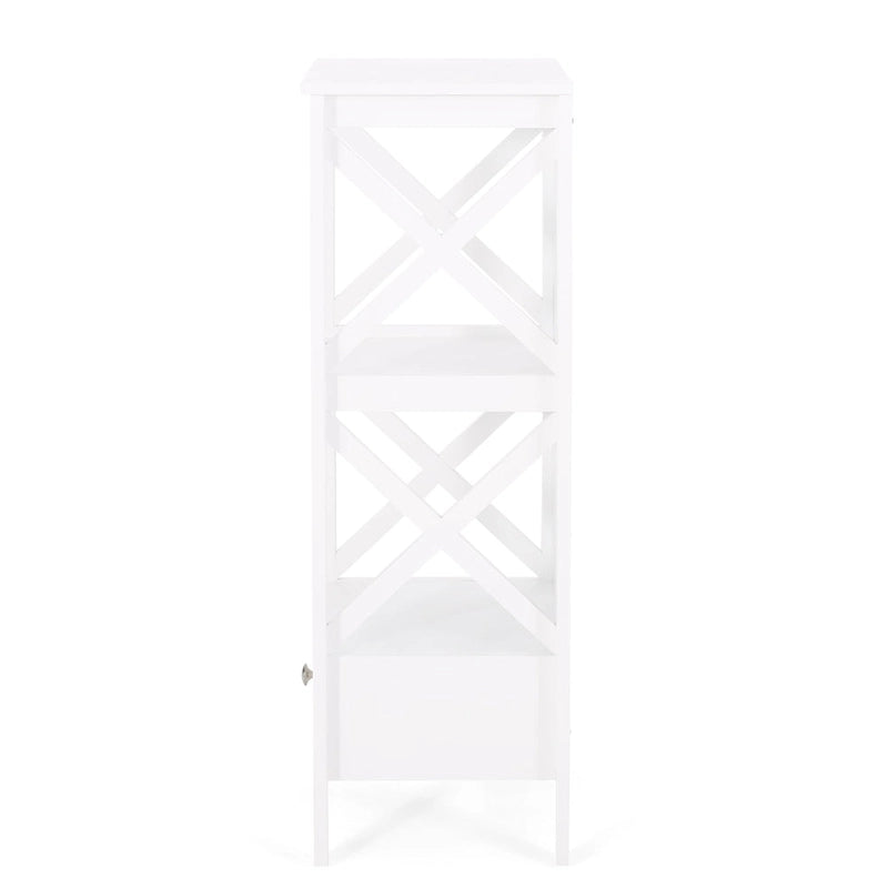 Étagère de rangement de salle de bain en bois manufacturé Loverin avec tiroir par