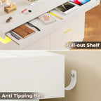 Commode à 6 tiroirs avec 2 tablettes coulissantes et éclairage LED