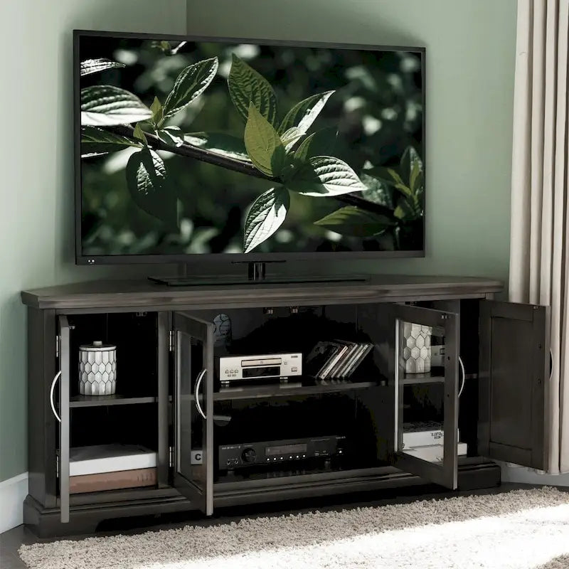 84386 Meuble TV d'angle avec rangement fermé