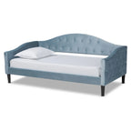 Lit de repos en velours bleu clair, style moderne et contemporain