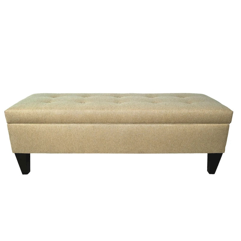 Banc de rangement ottoman long Brooke Dawson7 capitonné à 10 boutons