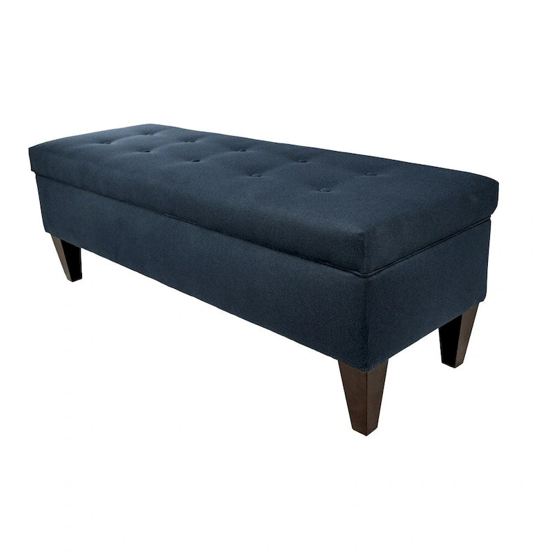 Banc de rangement ottoman long Brooke Dawson7 capitonné à 10 boutons